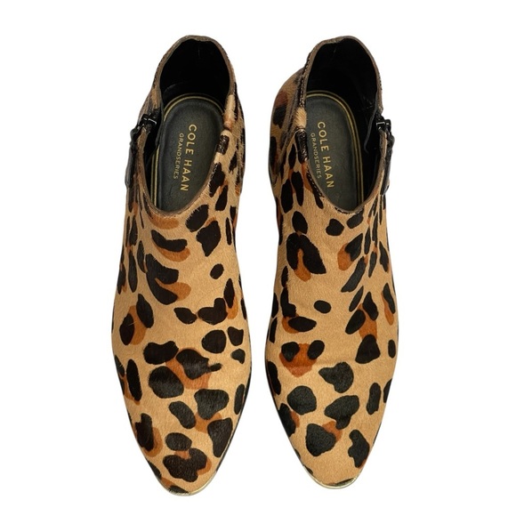 COLE HAAN GRANDSERIES JAGUAR PRINT CALF HAIR BOOTIES NWOT SZ 6.5 B - Picture 7 of 16